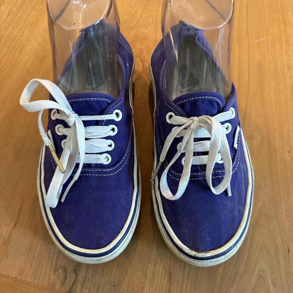 Vans women’s 6.5 men’s 5 solid cobalt blue canvas sneakers shoes preowned